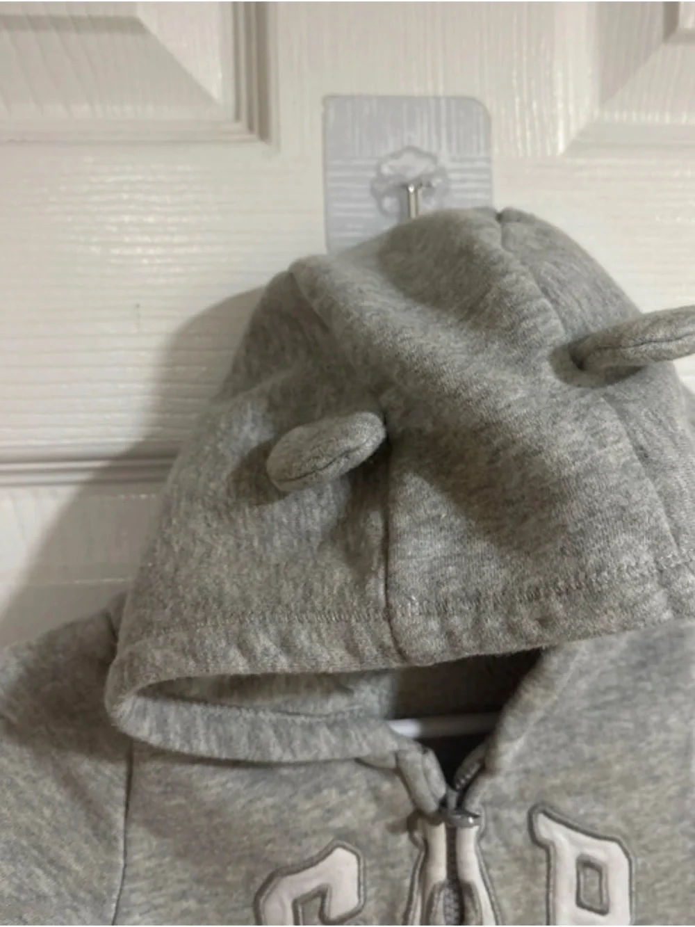 GAP Gray Hooded Fleece Footed One-Piece